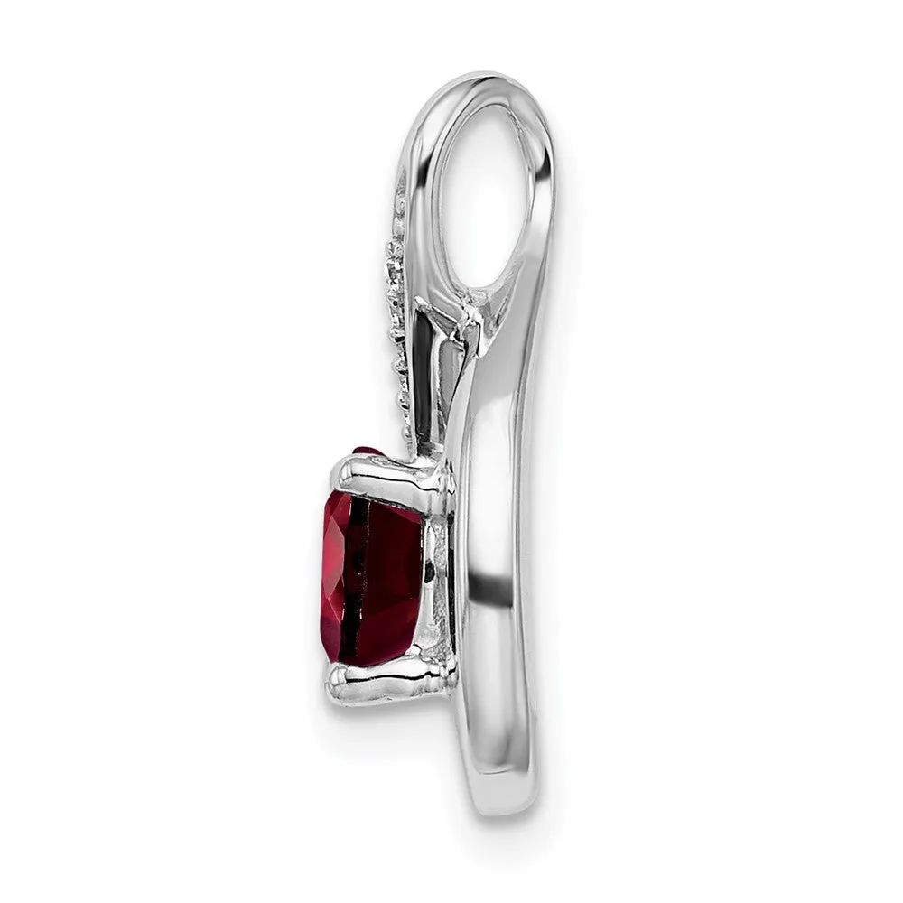 14k White Gold Garnet and Diamond Pendant