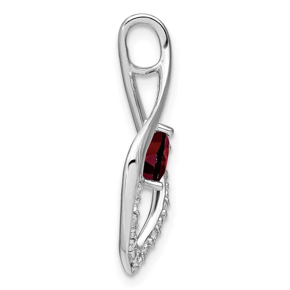 14k White Gold Garnet and Diamond Pendant