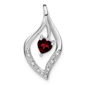 14k White Gold Garnet and Diamond Pendant
