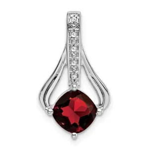 14k White Gold Garnet and Diamond Pendant
