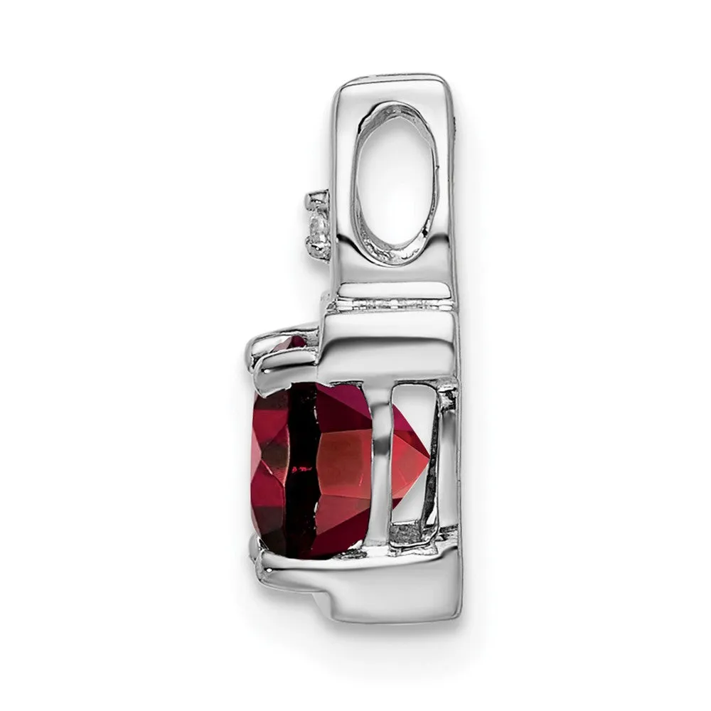 14k White Gold Garnet and Diamond Pendant