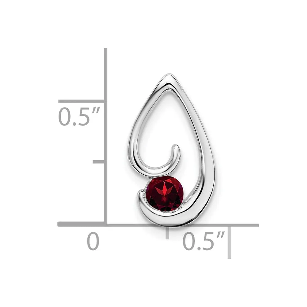 14k White Gold Garnet Chain Slide
