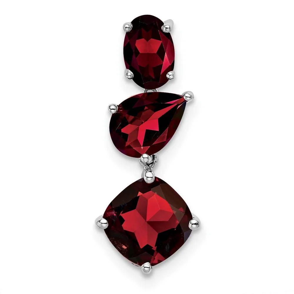 14k White Gold Garnet Chain Slide