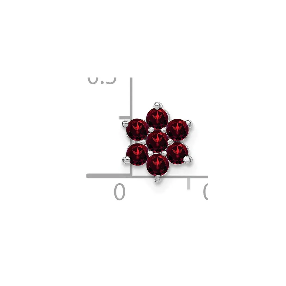 14k White Gold Garnet Floral Chain Slide
