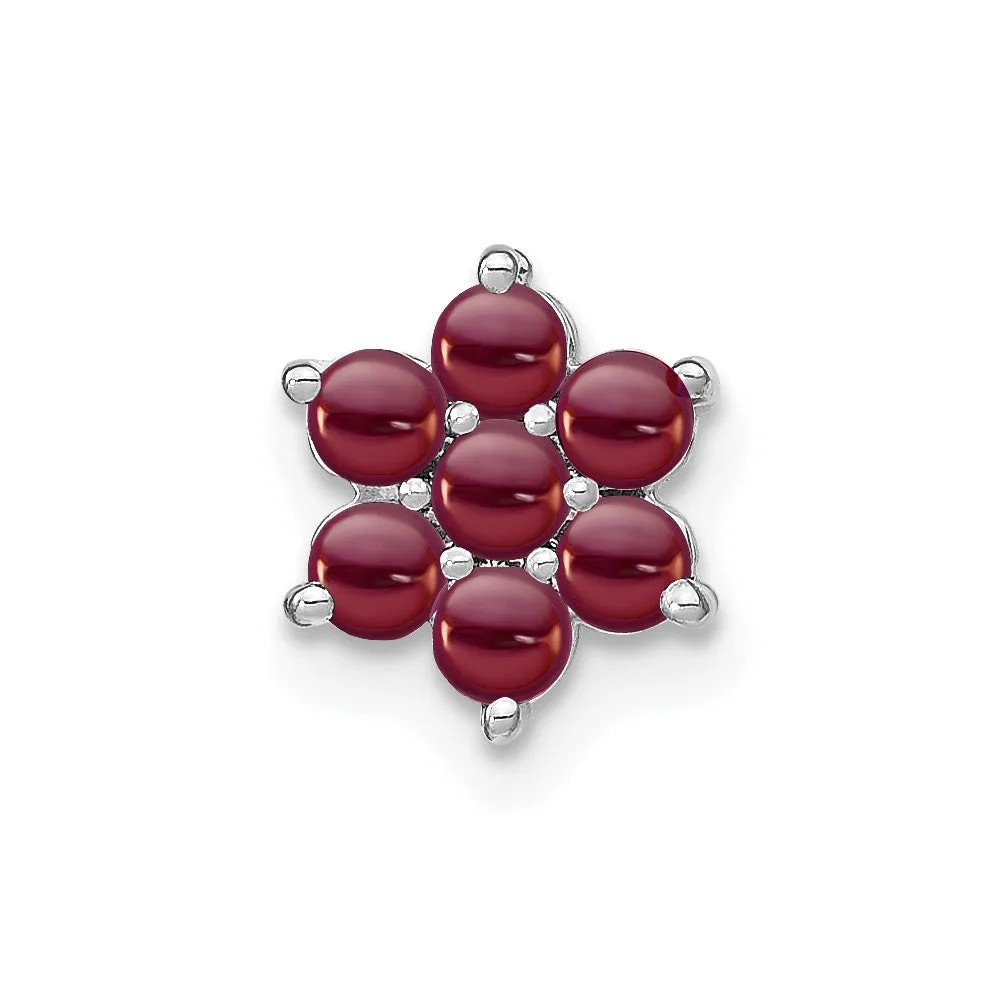 14k White Gold Garnet Floral Chain Slide