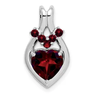 14k White Gold Garnet Heart Pendant