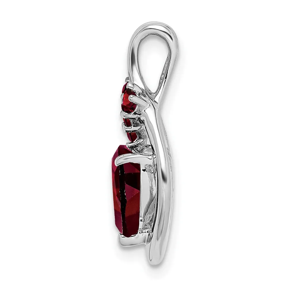 14k White Gold Garnet Heart Pendant