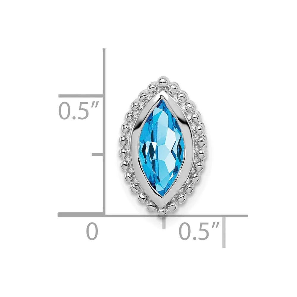 14k White Gold Marquise Blue Topaz Chain Slide