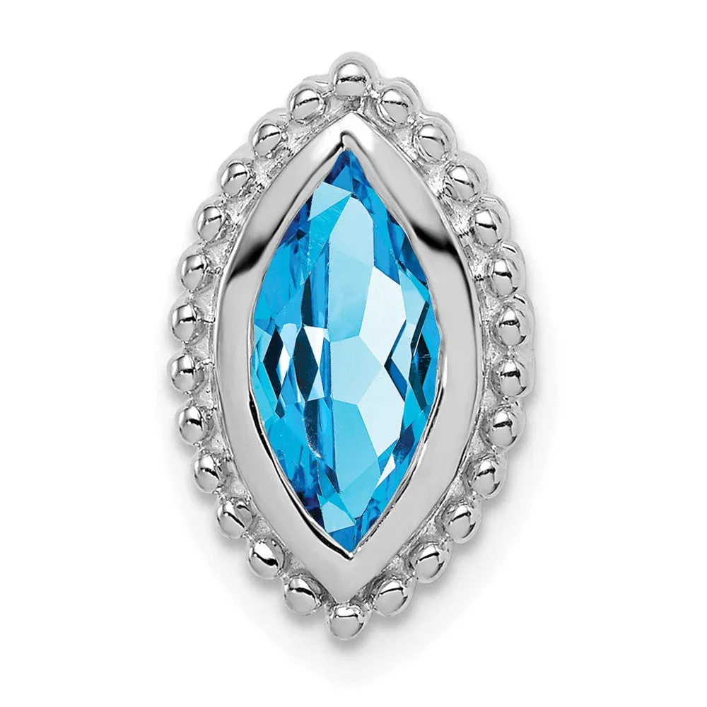 14k White Gold Marquise Blue Topaz Chain Slide