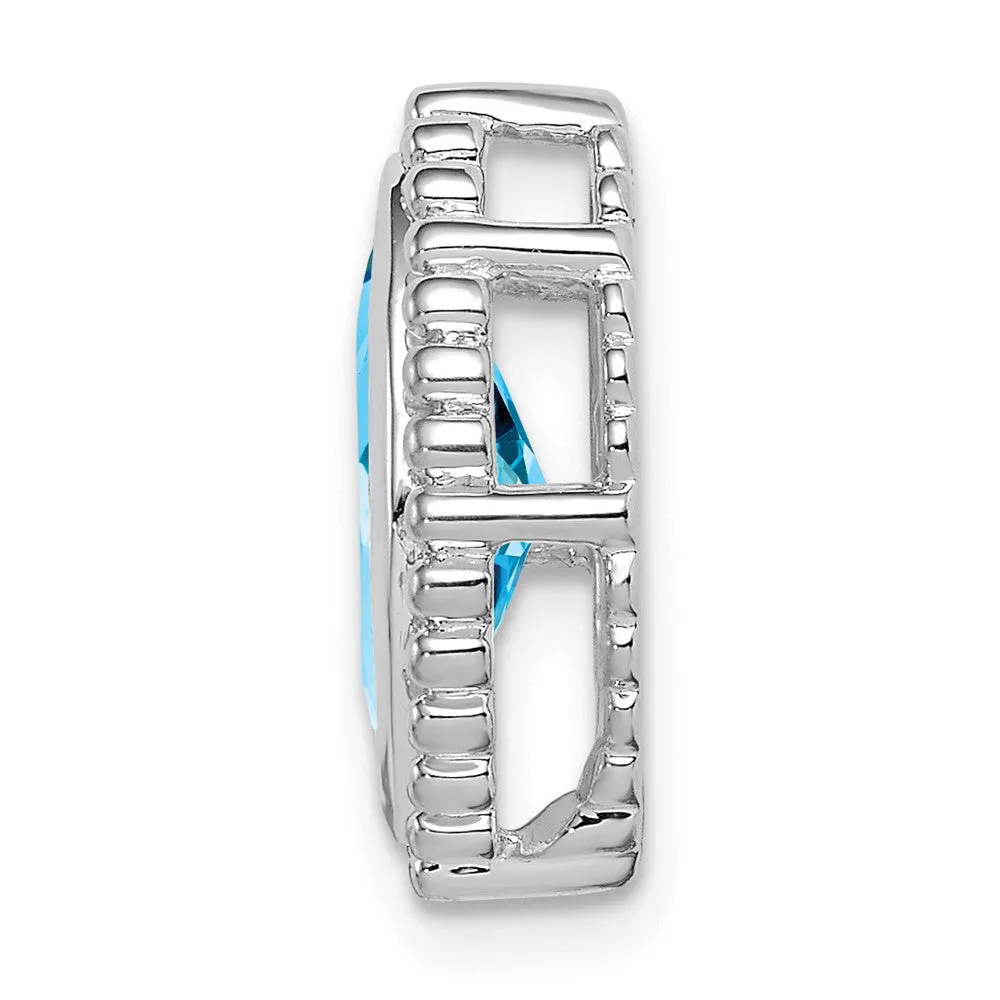 14k White Gold Marquise Blue Topaz Chain Slide