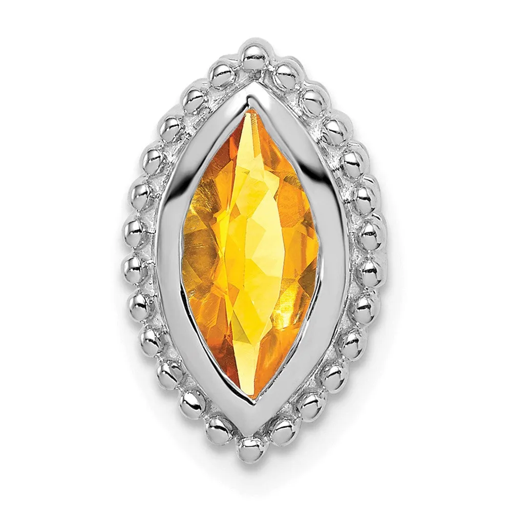 14k White Gold Marquise Citrine Chain Slide