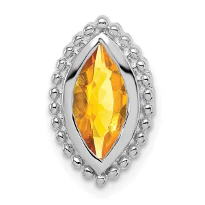 14k White Gold Marquise Citrine Chain Slide