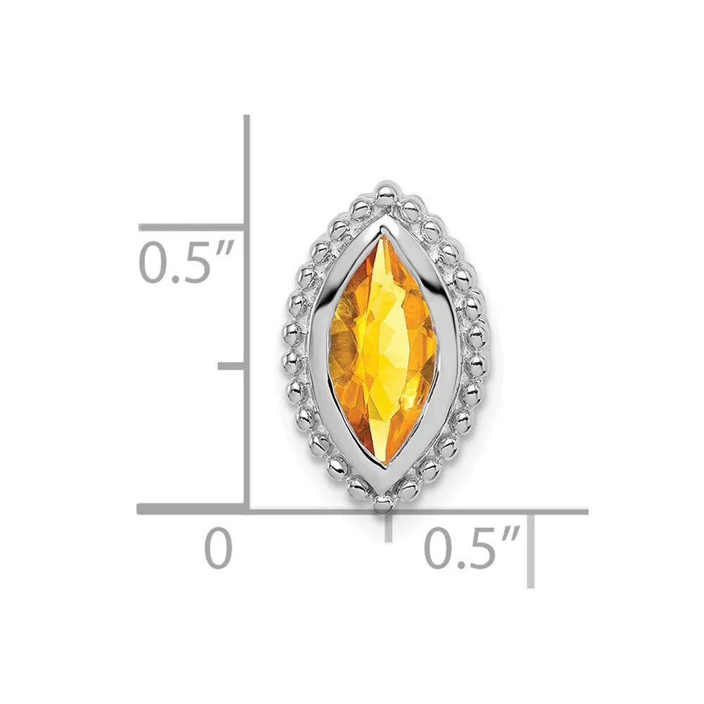 14k White Gold Marquise Citrine Chain Slide