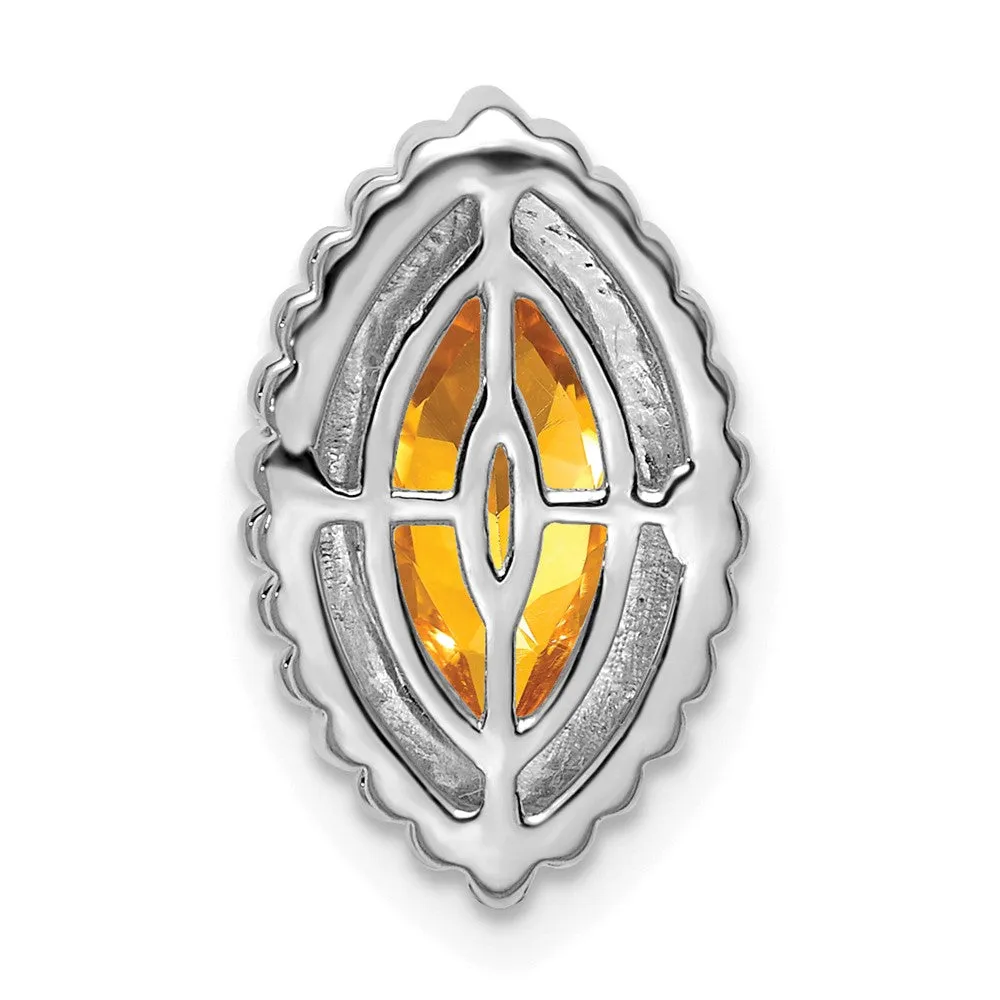 14k White Gold Marquise Citrine Chain Slide