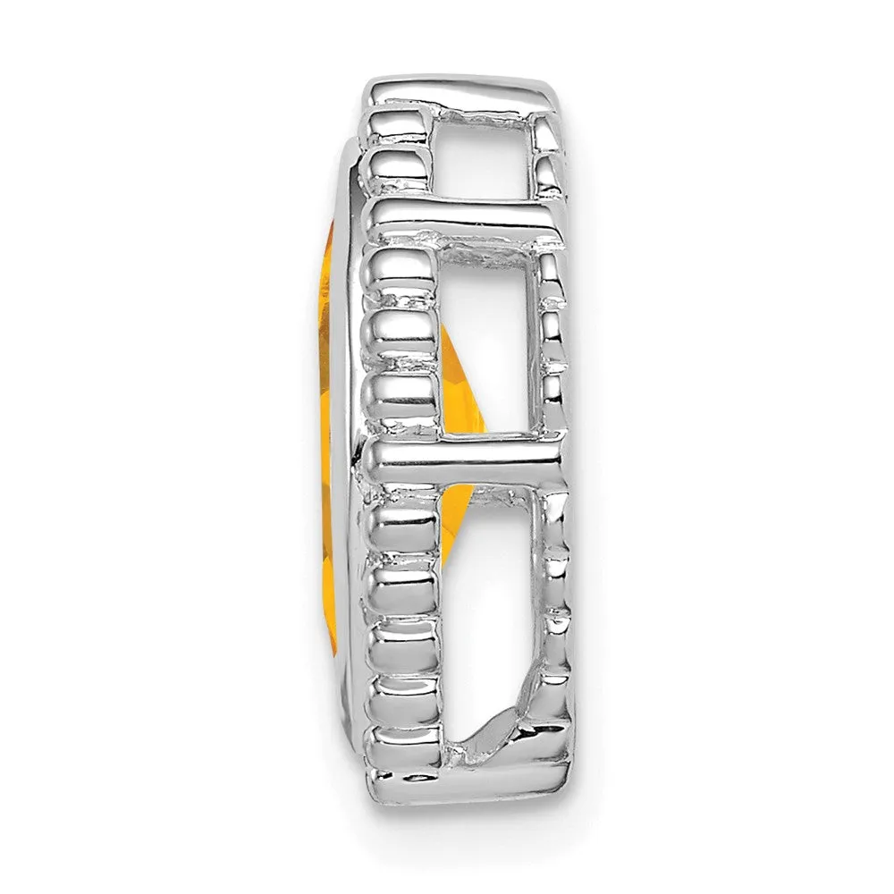 14k White Gold Marquise Citrine Chain Slide