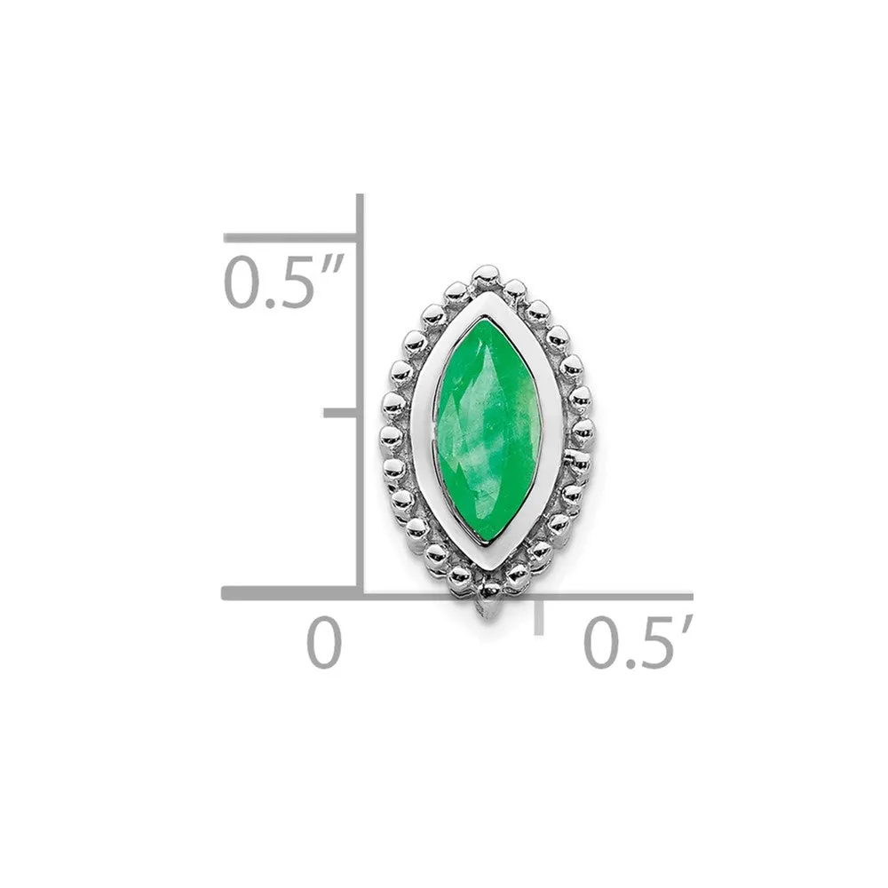 14k White Gold Marquise Emerald Chain Slide