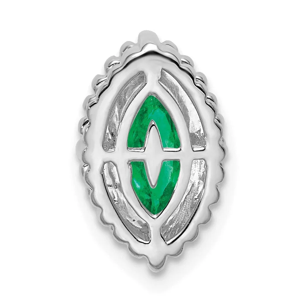 14k White Gold Marquise Emerald Chain Slide