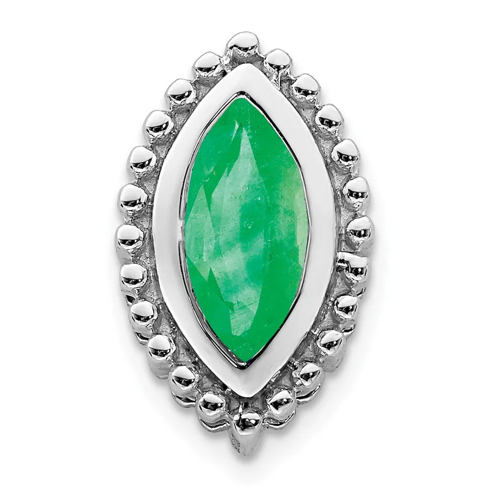 14k White Gold Marquise Emerald Chain Slide