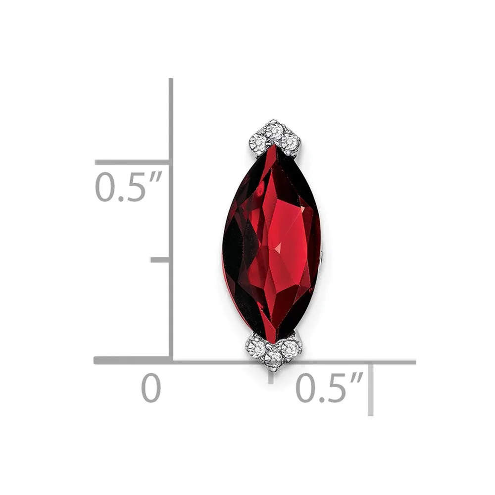 14k White Gold Marquise Garnet and Diamond Chain Slide