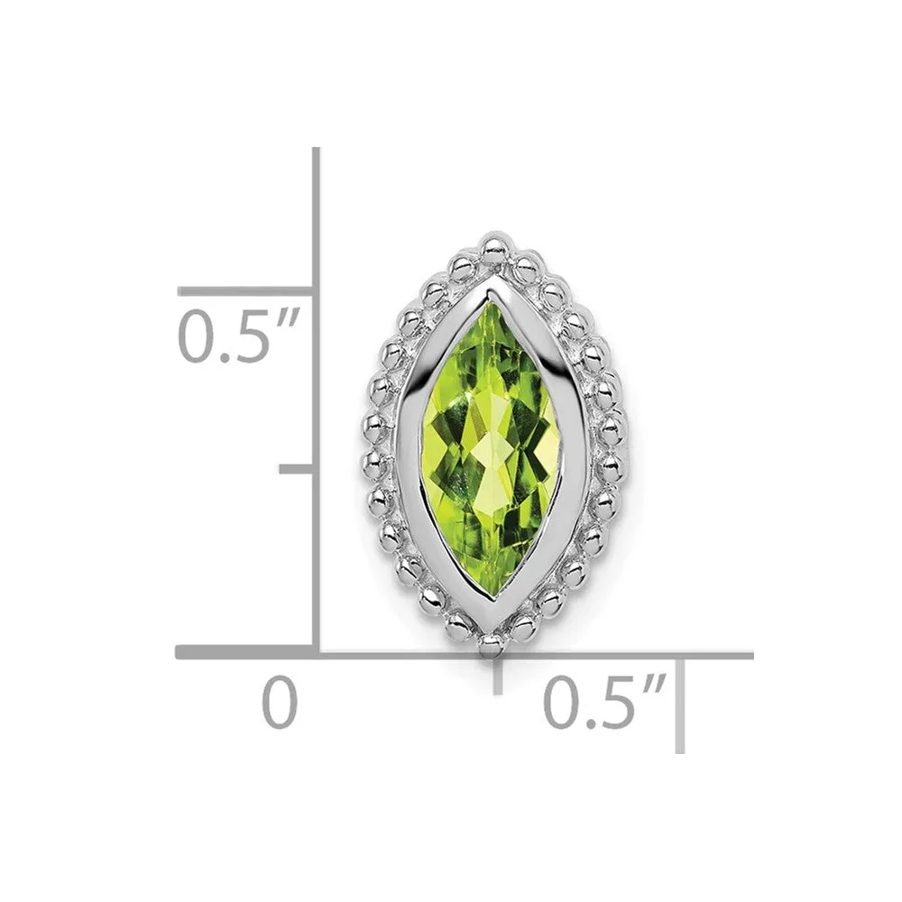 14k White Gold Marquise Peridot Chain Slide