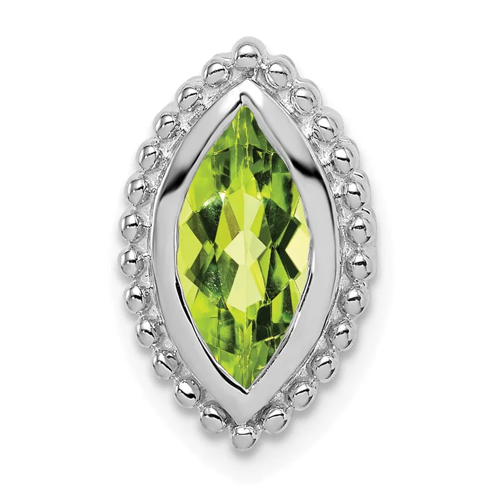 14k White Gold Marquise Peridot Chain Slide
