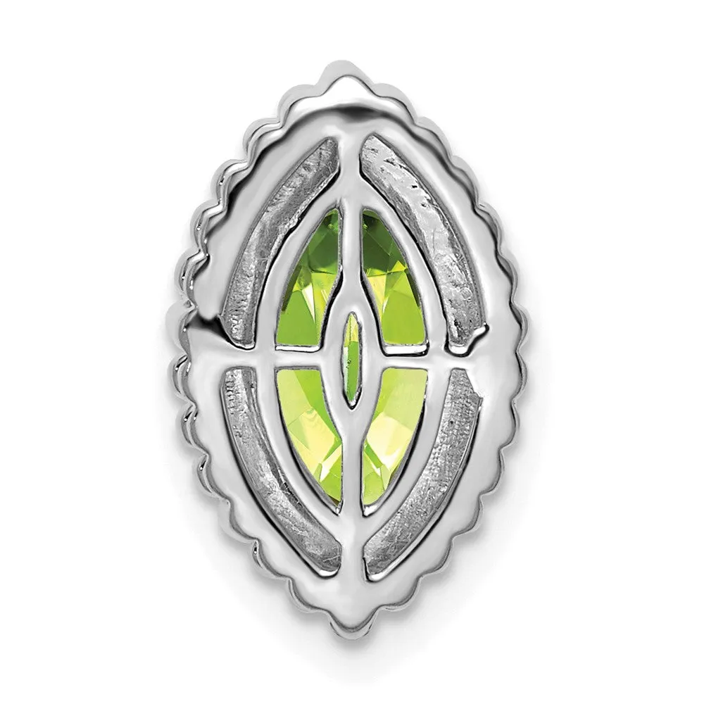 14k White Gold Marquise Peridot Chain Slide