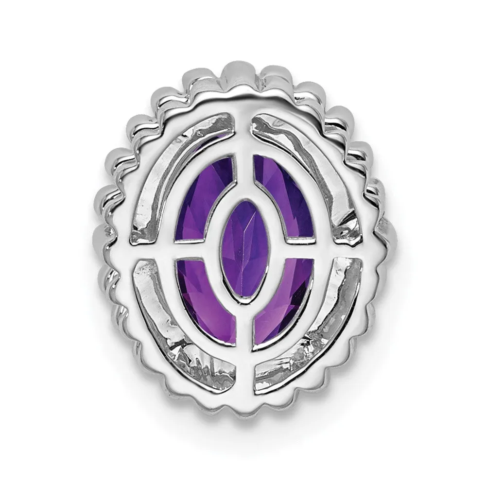 14k White Gold Oval Amethyst Chain Slide
