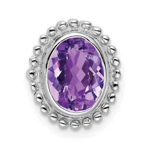 14k White Gold Oval Amethyst Chain Slide