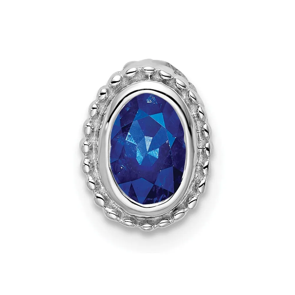 14k White Gold Oval Sapphire Chain Slide