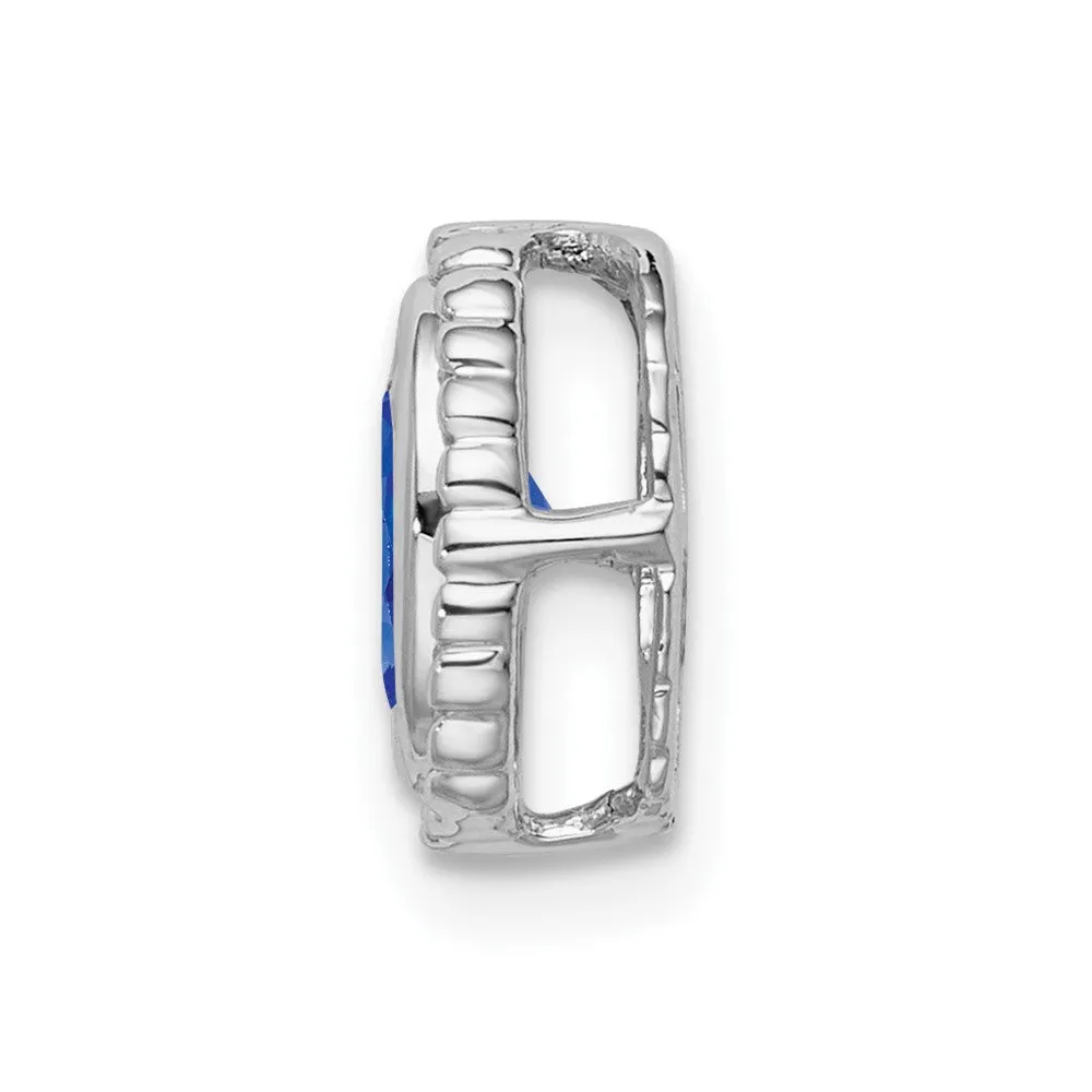 14k White Gold Oval Sapphire Chain Slide