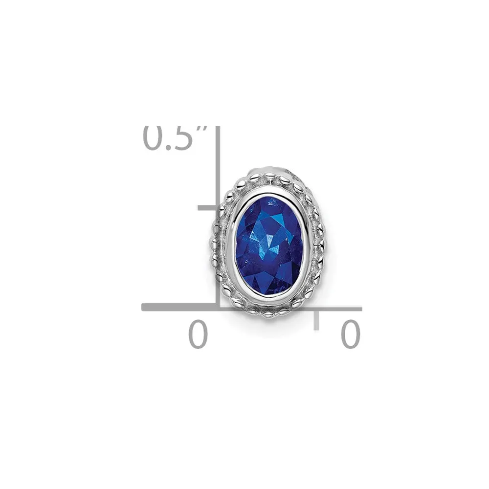 14k White Gold Oval Sapphire Chain Slide