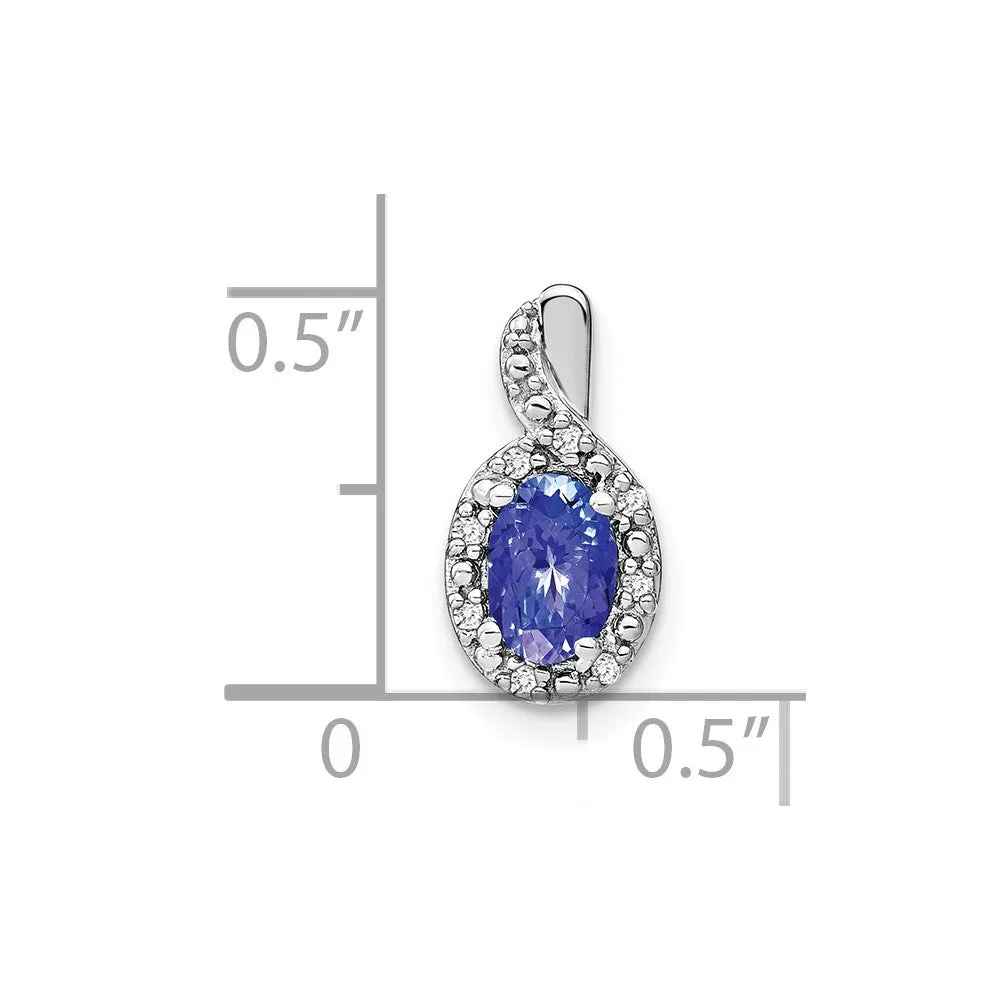 14k White Gold Oval Tanzanite and Diamond Pendant