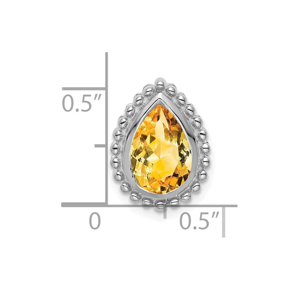 14k White Gold Pear Citrine Chain Slide