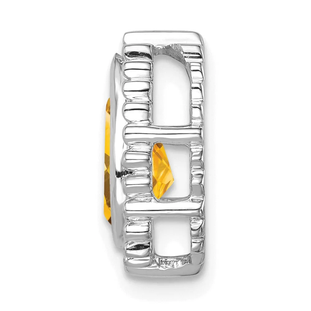 14k White Gold Pear Citrine Chain Slide