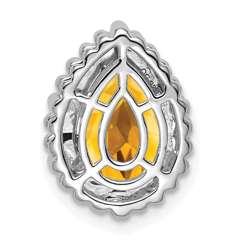 14k White Gold Pear Citrine Chain Slide