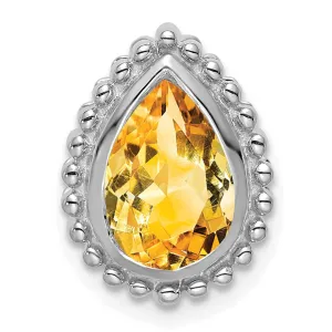 14k White Gold Pear Citrine Chain Slide
