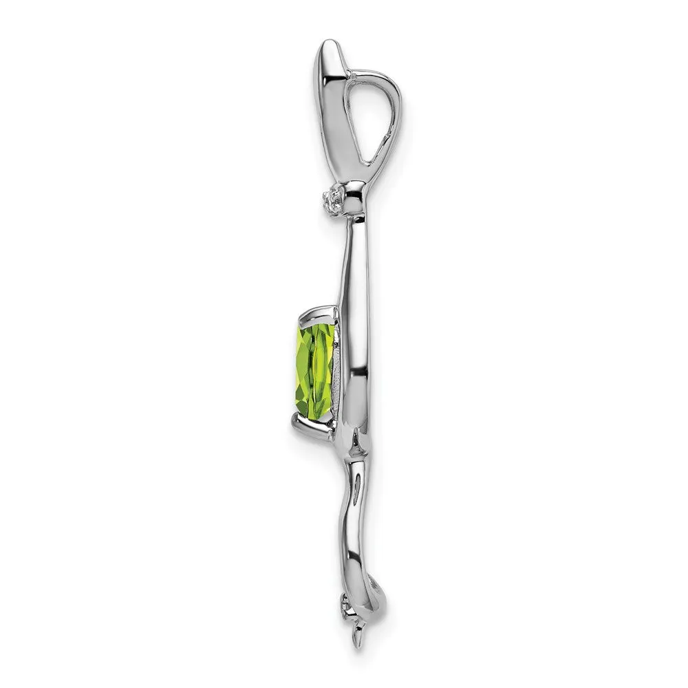 14k White Gold Peridot and Diamond Cat Pendant