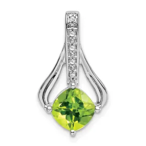 14k White Gold Peridot and Diamond Pendant