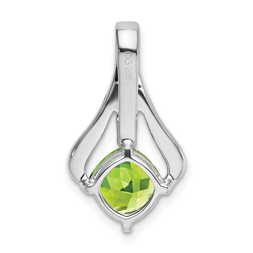 14k White Gold Peridot and Diamond Pendant