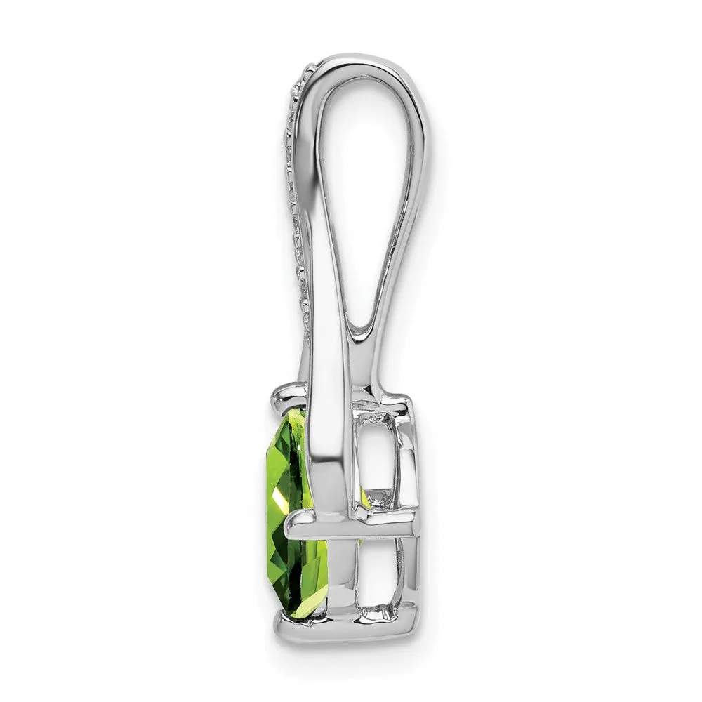 14k White Gold Peridot and Diamond Pendant