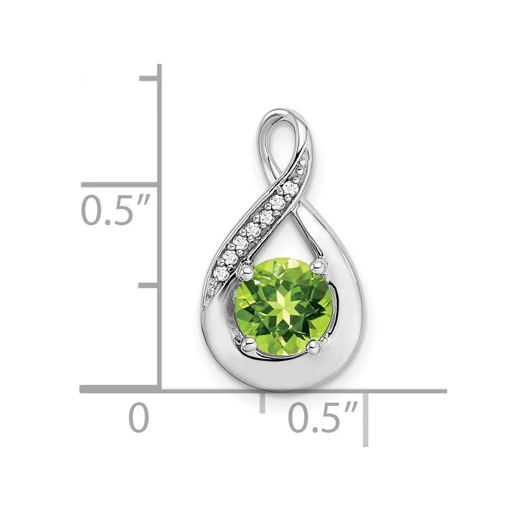 14k White Gold Peridot and Diamond Pendant