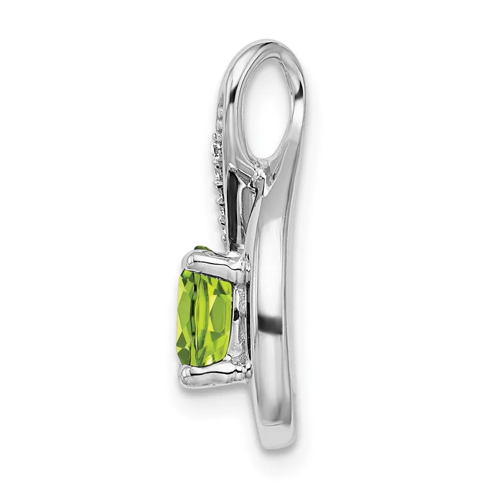 14k White Gold Peridot and Diamond Pendant