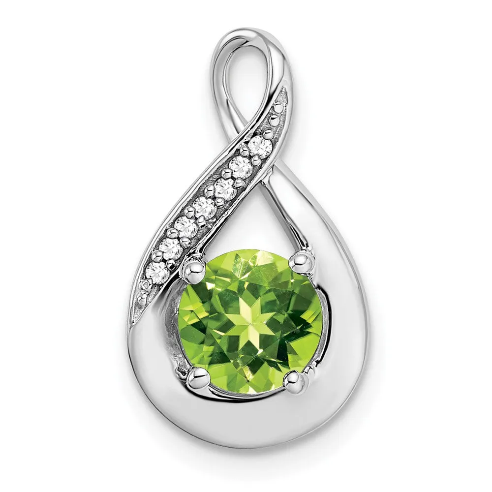 14k White Gold Peridot and Diamond Pendant