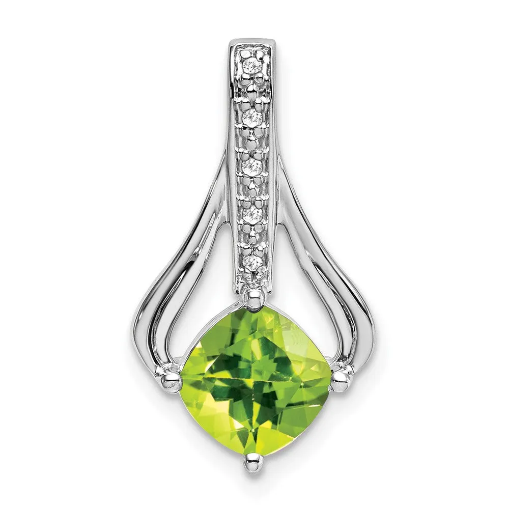 14k White Gold Peridot and Diamond Pendant