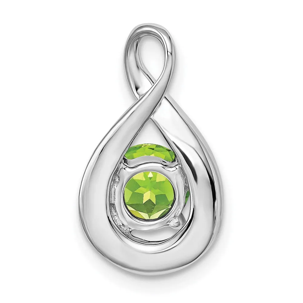 14k White Gold Peridot and Diamond Pendant
