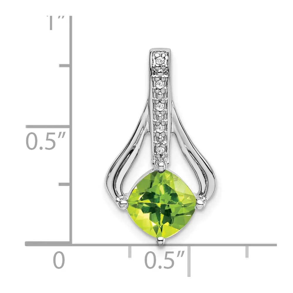 14k White Gold Peridot and Diamond Pendant