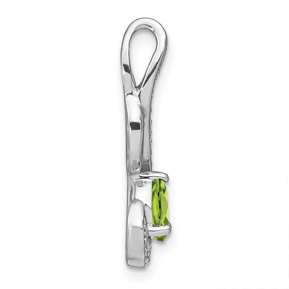14k White Gold Peridot and Diamond Swirl Pendant
