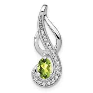 14k White Gold Peridot and Diamond Swirl Pendant