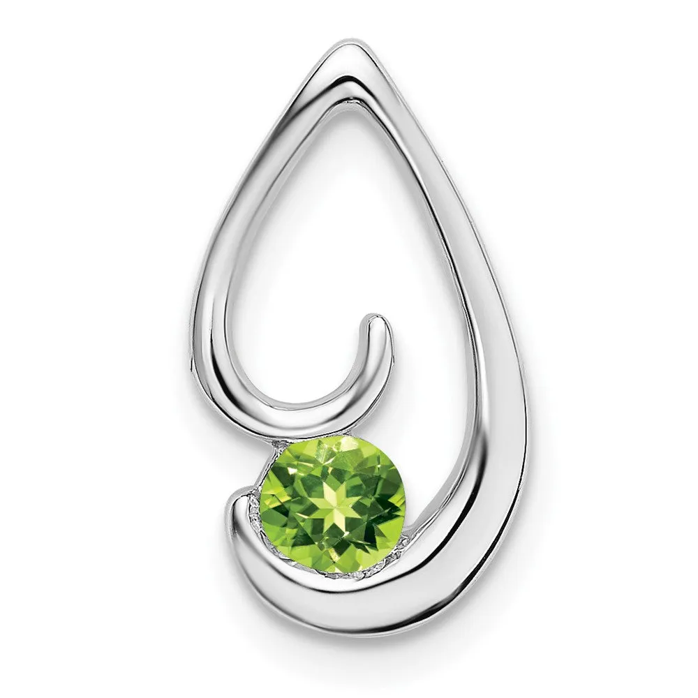 14k White Gold Peridot Chain Slide