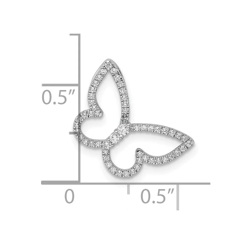14k White Gold Polished Butterfly Diamond Chain Slide